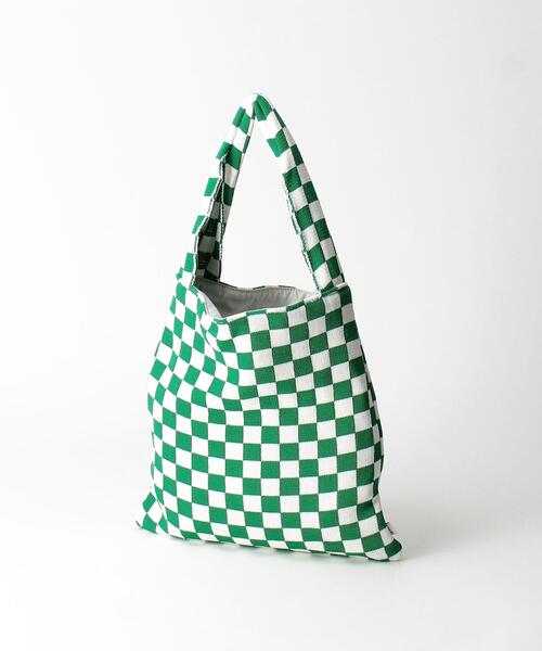 Parc-nique（パークニック）の「＜PCNQ＞ブロックチェック柄ニットバッグ（トートバッグ・レディース・ブラック/ケリー・FREE）」の3枚目の写真
