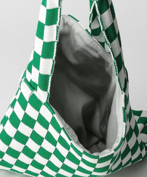 Parc-nique（パークニック）の「＜PCNQ＞ブロックチェック柄ニットバッグ（トートバッグ・レディース・ブラック/ケリー・FREE）」の5枚目の写真