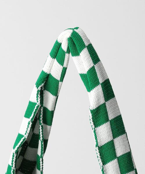 Parc-nique（パークニック）の「＜PCNQ＞ブロックチェック柄ニットバッグ（トートバッグ・レディース・ブラック/ケリー・FREE）」の7枚目の写真