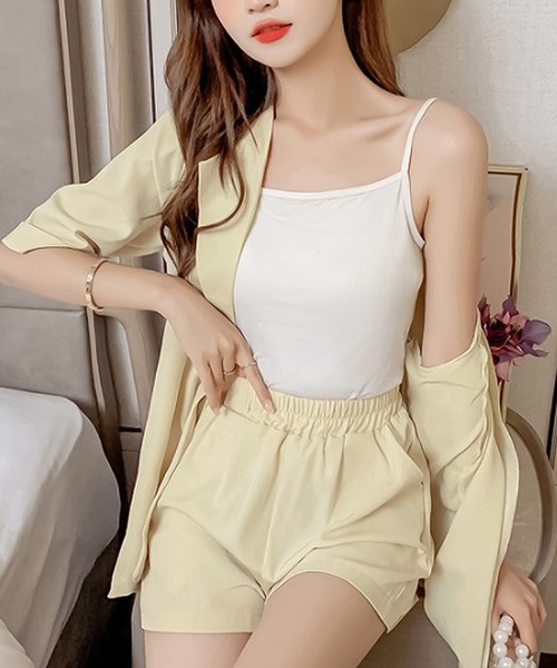 Ulysses（ユリシス）の「ジャケット+ハーフパンツセットアップ（セットアップ・レディース・ブラック/ベージュ/ライトグリーン・M/L）」の9枚目の写真