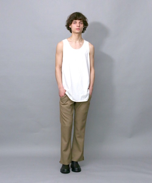 Iroquois（イロコイ）の「LAYERED LONG T/T ラウンドヘムロングタンクトップ（タンクトップ・メンズ・チャコールグレー/ブラック/ベージュ/オフホワイト・1/2/3）」の8枚目の写真