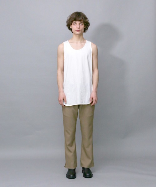 Iroquois（イロコイ）の「LAYERED LONG T/T ラウンドヘムロングタンクトップ（タンクトップ・メンズ・チャコールグレー/ブラック/ベージュ/オフホワイト・1/2/3）」の9枚目の写真