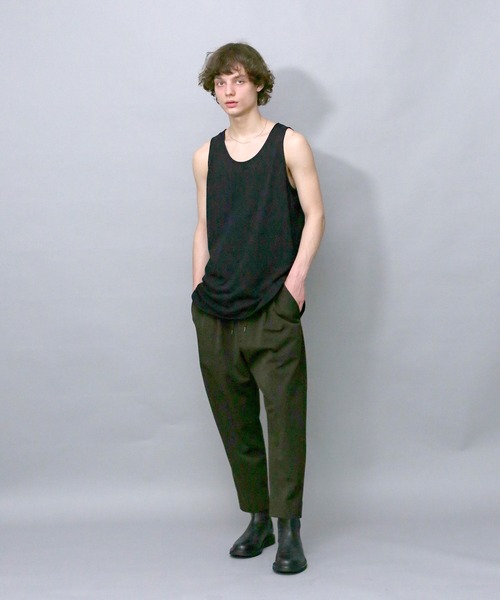 Iroquois（イロコイ）の「LAYERED LONG T/T ラウンドヘムロングタンクトップ（タンクトップ・メンズ・チャコールグレー/ブラック/ベージュ/オフホワイト・1/2/3）」の14枚目の写真