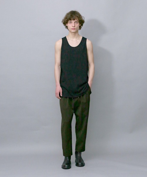 Iroquois（イロコイ）の「LAYERED LONG T/T ラウンドヘムロングタンクトップ（タンクトップ・メンズ・チャコールグレー/ブラック/ベージュ/オフホワイト・1/2/3）」の13枚目の写真