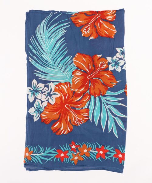 Kahiko(カヒコ)の「【Kahiko】ハイビスカスビーチパレオ(ストール/ショール・レディース・ホワイト/ネイビー/イエロー・FREE)」の1枚目の写真