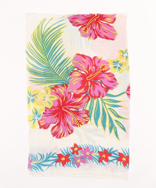 Kahiko(カヒコ)の「【Kahiko】ハイビスカスビーチパレオ(ストール/ショール・レディース・ホワイト/ネイビー/イエロー・FREE)」の2枚目の写真