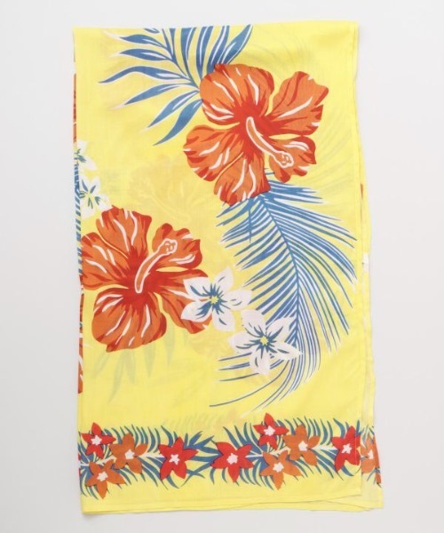 Kahiko(カヒコ)の「【Kahiko】ハイビスカスビーチパレオ(ストール/ショール・レディース・ホワイト/ネイビー/イエロー・FREE)」の6枚目の写真
