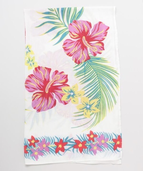 Kahiko(カヒコ)の「【Kahiko】ハイビスカスビーチパレオ(ストール/ショール・レディース・ホワイト/ネイビー/イエロー・FREE)」の10枚目の写真