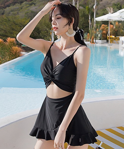 レディース水着 ツイストフリルヘムモノキニワンピ風オールインワンスイムウェア 水着 Teddyshop テディショップ のファッション レディース水着 ツイストフリルヘムモノキニワンピ風オールインワンスイムウェア 水着 Teddyshop テディショップ のファッション