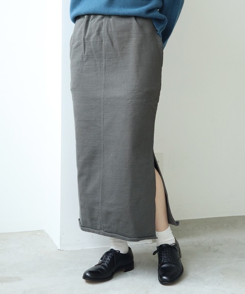 note et silence （ノートエシロンス）の「*◇度詰め裏毛 ストレートスカート（スカート・レディース・ホワイト/チャコールグレー/グリーン・FREE）」の2枚目の写真