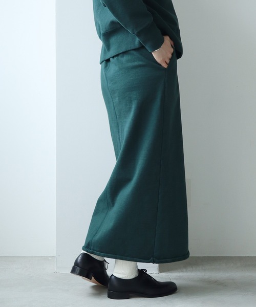 note et silence （ノートエシロンス）の「*◇度詰め裏毛 ストレートスカート（スカート・レディース・ホワイト/チャコールグレー/グリーン・FREE）」の8枚目の写真