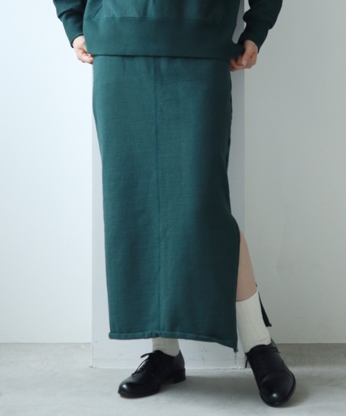 note et silence （ノートエシロンス）の「*◇度詰め裏毛 ストレートスカート（スカート・レディース・ホワイト/チャコールグレー/グリーン・FREE）」の9枚目の写真