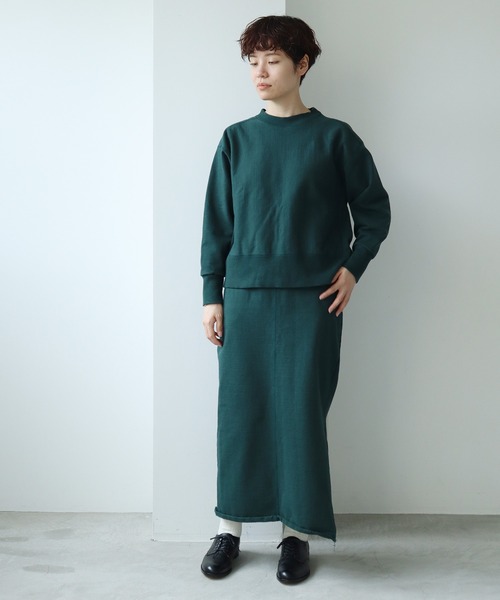 note et silence （ノートエシロンス）の「*◇度詰め裏毛 ストレートスカート（スカート・レディース・ホワイト/チャコールグレー/グリーン・FREE）」の10枚目の写真