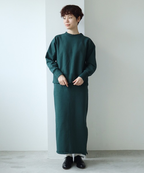 note et silence （ノートエシロンス）の「*◇度詰め裏毛 ストレートスカート（スカート・レディース・ホワイト/チャコールグレー/グリーン・FREE）」の14枚目の写真