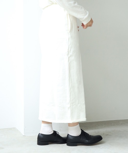 note et silence （ノートエシロンス）の「*◇度詰め裏毛 ストレートスカート（スカート・レディース・ホワイト/チャコールグレー/グリーン・FREE）」の20枚目の写真