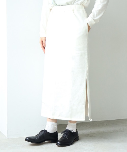 note et silence （ノートエシロンス）の「*◇度詰め裏毛 ストレートスカート（スカート・レディース・ホワイト/チャコールグレー/グリーン・FREE）」の17枚目の写真