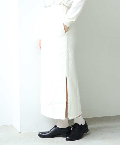 note et silence （ノートエシロンス）の「*◇度詰め裏毛 ストレートスカート（スカート・レディース・ホワイト/チャコールグレー/グリーン・FREE）」の18枚目の写真