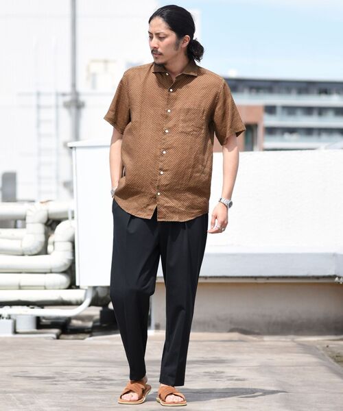 SHIPS(シップス)の「【No tie, but smartness.】SHIPS: セミワイドカラー モチーフ柄 リネンシャツ S/S(シャツ/ブラウス・メンズ・ブラウン/ブルー/グリーン・SMALL/MEDIUM/LARGE/X-LARGE)」の20枚目の写真
