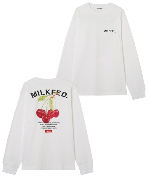 MILKFED.(ミルクフェド)の「LS TEE CHERRY(Tシャツ/カットソー・レディース・ホワイト/ブラック・ONE SIZE)」の8枚目の写真