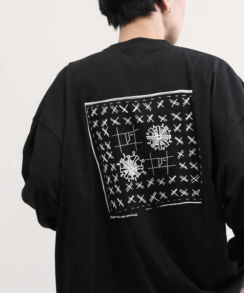 Mark Gonzales(マーク・ゴンザレス)の「Mark Gonzales / マークゴンザレス 別注 コラボ オーバーサイズ 刺繍 ロゴ ビッグシルエット プリント ロンT(Tシャツ/カットソー・メンズ・ブラック系その他3/ブルー/ホワイト/ホワイト系その他/ホワイト系その他2/ブラック系その他/ブラック系その他4/ブラック/グレイッシュベージュ/ホワイト系その他3/ブラック系その他2/ホワイト系その他4・MEDIUM/LARGE)」の9枚目の写真