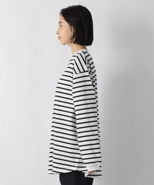 LOWRYS FARM(ローリーズファーム)の「ボーダーTロングスリーブ 216086(Tシャツ/カットソー・レディース・ブラック/ダークブラウン/ネイビー/グリーン・FREE)」の6枚目の写真