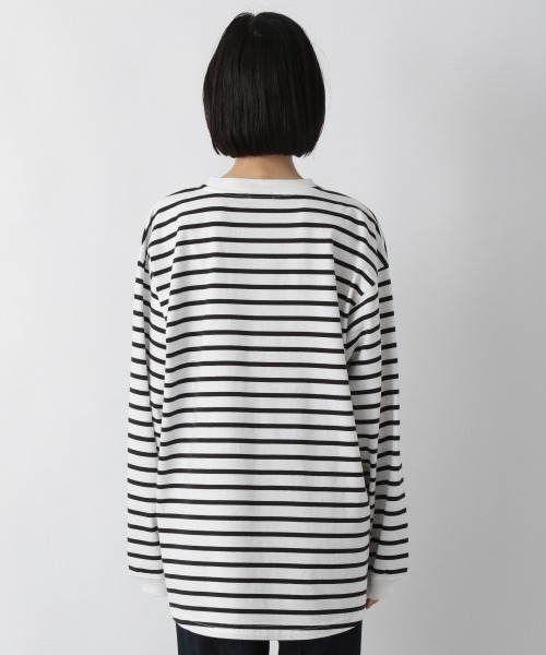 LOWRYS FARM(ローリーズファーム)の「ボーダーTロングスリーブ 216086(Tシャツ/カットソー・レディース・ブラック/ダークブラウン/ネイビー/グリーン・FREE)」の7枚目の写真