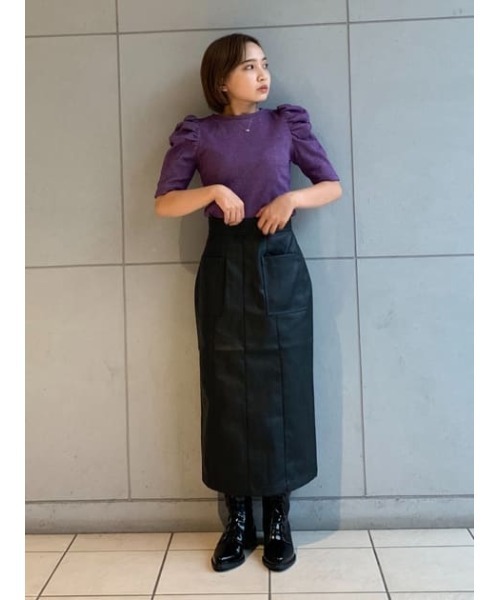 MOUSSY（マウジー）の「FAUX LEATHER スカート（スカート・レディース・ブラック/カーキ/オレンジ・2/1）」の18枚目の写真