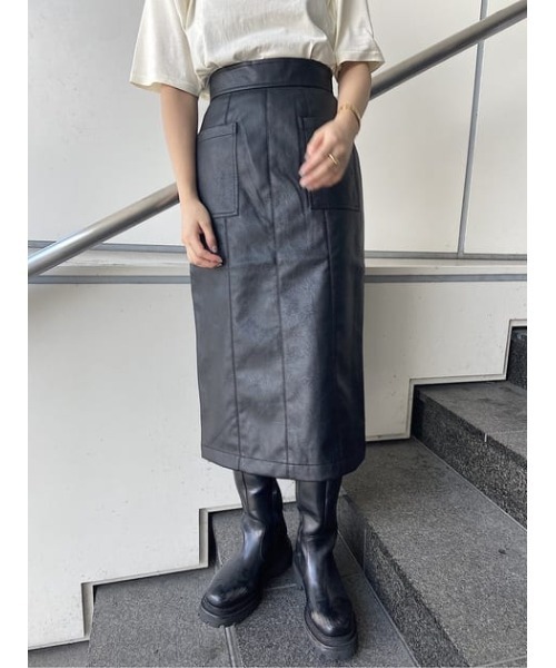 MOUSSY（マウジー）の「FAUX LEATHER スカート（スカート・レディース・ブラック/カーキ/オレンジ・2/1）」の12枚目の写真