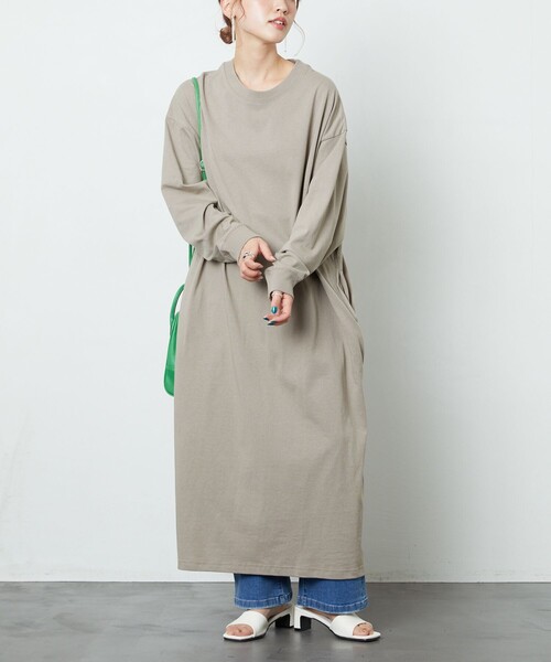 FREAK'S STORE(フリークスストア)の「【WEB限定】ビッグシルエットTワンピース(ワンピース・レディース・ライトグレー/ブラック/ブラウン/マスタード/オリーブ/ブルー/レッド系/ナチュラル・フリ-)」の3枚目の写真