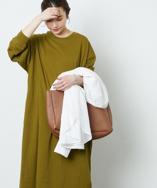 FREAK'S STORE(フリークスストア)の「【WEB限定】ビッグシルエットTワンピース(ワンピース・レディース・ライトグレー/ブラック/ブラウン/マスタード/オリーブ/ブルー/レッド系/ナチュラル・フリ-)」の7枚目の写真