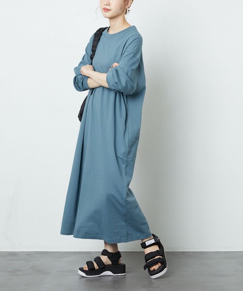 FREAK'S STORE(フリークスストア)の「【WEB限定】ビッグシルエットTワンピース(ワンピース・レディース・ライトグレー/ブラック/ブラウン/マスタード/オリーブ/ブルー/レッド系/ナチュラル・フリ-)」の21枚目の写真