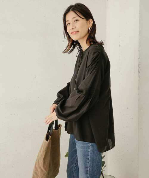 URBAN RESEARCH DOORS（アーバンリサーチドアーズ）の「ボイルレースアップブラウス（シャツ/ブラウス・レディース・ブラック/オフホワイト・ONE）」の20枚目の写真