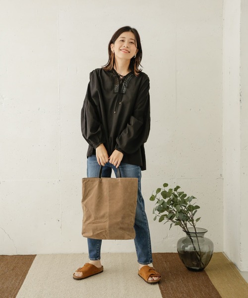 URBAN RESEARCH DOORS（アーバンリサーチドアーズ）の「ボイルレースアップブラウス（シャツ/ブラウス・レディース・ブラック/オフホワイト・ONE）」の10枚目の写真