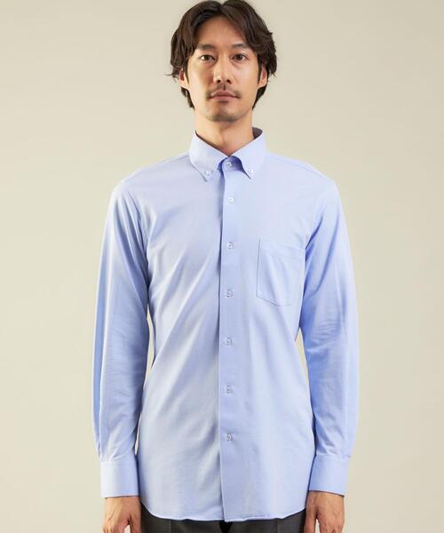 WORK TRIP OUTFITS GREEN LABEL RELAXING（ワークトリップアウトフィッツグリーンレーベル リラクシング）の「＜WORK TRIP OUTFITS GREEN LABEL RELAXING＞TCオックス風ジャージ スリム ボタンダウン ドレスシャツ（ビジネスシャツ・メンズ・ライトブルー/ホワイト/ネイビー・S/XL/M/L）」の4枚目の写真