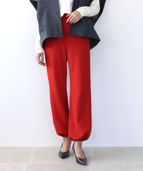 DRESSLAVE（ドレスレイブ）の「B7 / knit georgette pants(ニットジョーゼットリラックスパンツ)（その他パンツ・レディース・ベージュ/レッド・36/38）」の2枚目の写真