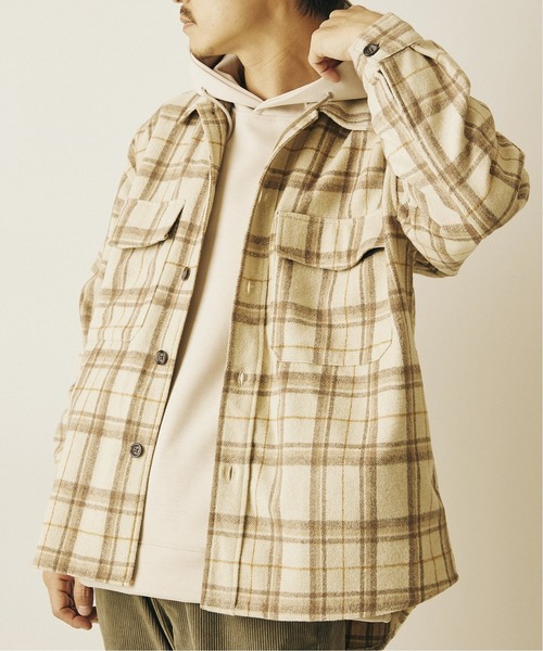 417 EDIFICE(フォーワンセブンエディフィス)の「◆ウーリーチェックネルシャツ(ブルゾン・メンズ・ブラウン/ベージュ/ブルー/ネイビー・SMALL/MEDIUM/LARGE)」の2枚目の写真