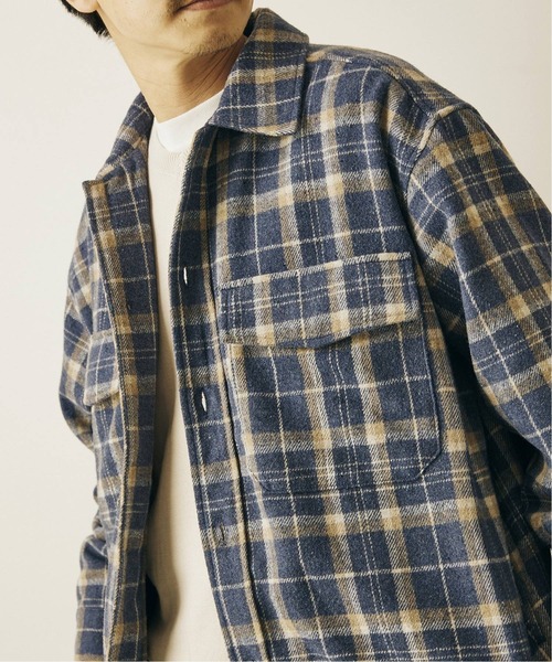 417 EDIFICE(フォーワンセブンエディフィス)の「◆ウーリーチェックネルシャツ(ブルゾン・メンズ・ブラウン/ベージュ/ブルー/ネイビー・SMALL/MEDIUM/LARGE)」の4枚目の写真