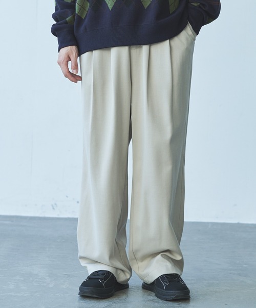 Alpinus(アルピナス)の「Alpinus - ウールブレンドワイドストレートスラックス(その他パンツ・メンズ・オフホワイト/ダークグレー・SMALL/MEDIUM)」の3枚目の写真