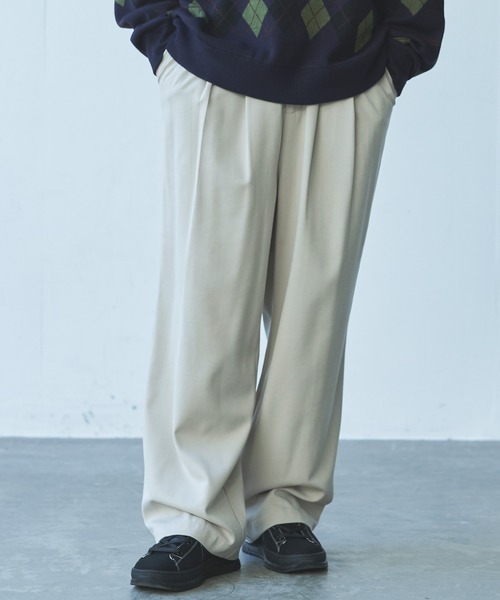 Alpinus(アルピナス)の「Alpinus - ウールブレンドワイドストレートスラックス(その他パンツ・メンズ・オフホワイト/ダークグレー・SMALL/MEDIUM)」の4枚目の写真