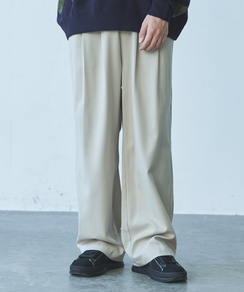 Alpinus(アルピナス)の「Alpinus - ウールブレンドワイドストレートスラックス(その他パンツ・メンズ・オフホワイト/ダークグレー・SMALL/MEDIUM)」の6枚目の写真