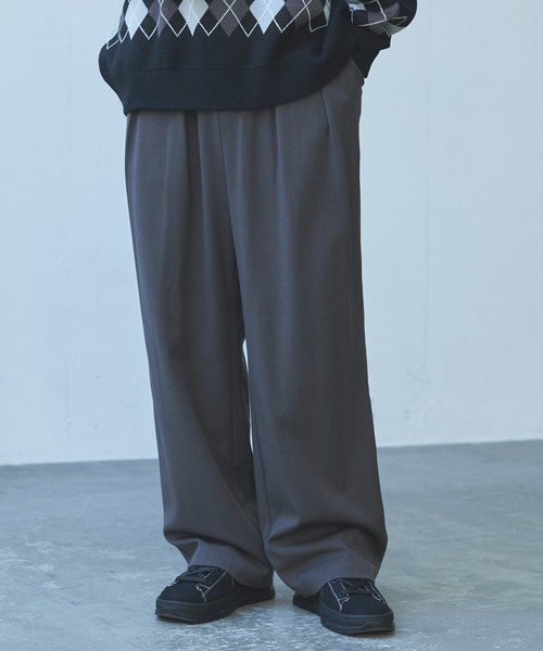 Alpinus(アルピナス)の「Alpinus - ウールブレンドワイドストレートスラックス(その他パンツ・メンズ・オフホワイト/ダークグレー・SMALL/MEDIUM)」の8枚目の写真