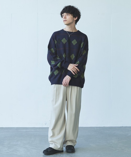 Alpinus(アルピナス)の「Alpinus - ウールブレンドワイドストレートスラックス(その他パンツ・メンズ・オフホワイト/ダークグレー・SMALL/MEDIUM)」の14枚目の写真