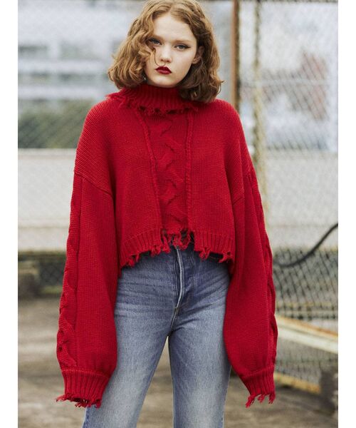 jouetie（ジュエティ）の「ケーブルダメージニット（ニット/セーター