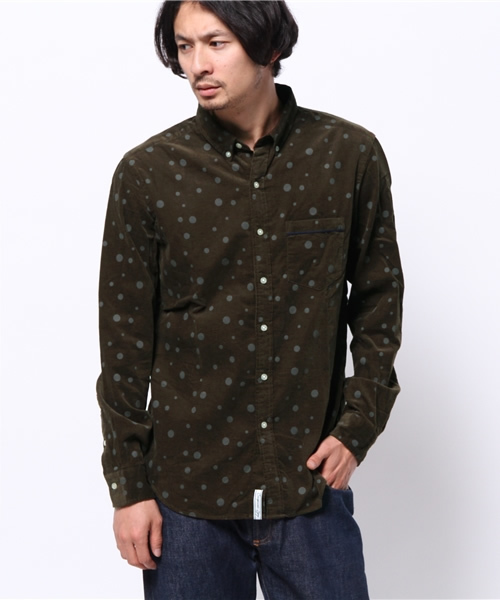 OUTLET（アウトレット）の「【CIAOPANIC TYPY】コーデュロイランダムドットシャツ（シャツ/ブラウス・メンズ・ネイビー/オリーブ/ワイン・LARGE/MEDIUM）」の2枚目の写真