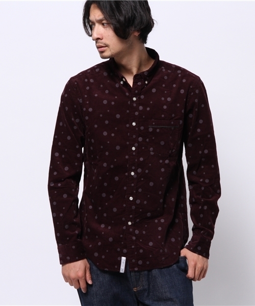 OUTLET（アウトレット）の「【CIAOPANIC TYPY】コーデュロイランダムドットシャツ（シャツ/ブラウス・メンズ・ネイビー/オリーブ/ワイン・LARGE/MEDIUM）」の3枚目の写真