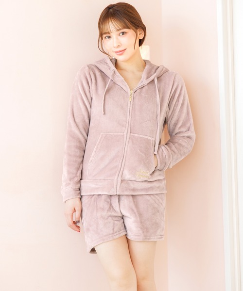 Dita（ディータ）の「しっとり柔らか。ソフトマイクロパーカー＆ショートパンツSetルームウェア（ルームウェア/パジャマ・レディース・コーラルピンク/ブラック/アイボリー/サンドグレー/スモークピンク/ピンク/ピンク系その他・FREE）」の5枚目の写真