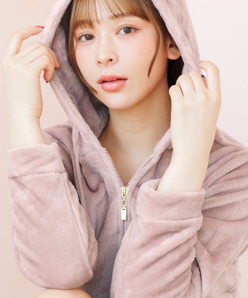 Dita（ディータ）の「しっとり柔らか。ソフトマイクロパーカー＆ショートパンツSetルームウェア（ルームウェア/パジャマ・レディース・コーラルピンク/ブラック/アイボリー/サンドグレー/スモークピンク/ピンク/ピンク系その他・FREE）」の8枚目の写真