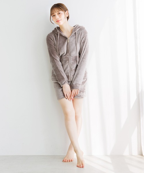 Dita（ディータ）の「しっとり柔らか。ソフトマイクロパーカー＆ショートパンツSetルームウェア（ルームウェア/パジャマ・レディース・コーラルピンク/ブラック/アイボリー/サンドグレー/スモークピンク/ピンク/ピンク系その他・FREE）」の11枚目の写真