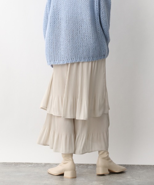 A part by(アパートバイ)の「Poティアードプリーツスカート 238974(スカート・レディース・ブラック系その他2/ブラック/ライトベージュ・FREE)」の7枚目の写真