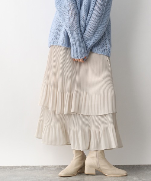 A part by(アパートバイ)の「Poティアードプリーツスカート 238974(スカート・レディース・ブラック系その他2/ブラック/ライトベージュ・FREE)」の16枚目の写真